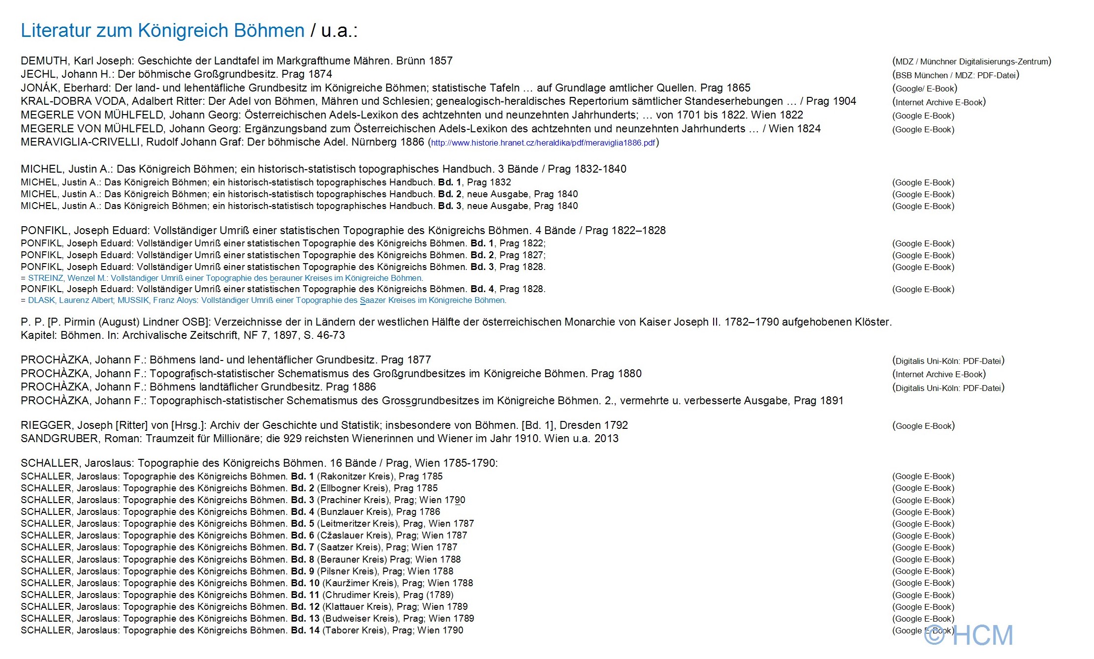 saekularisation, mitteleuropa, literatur, Koenigreich boehmen